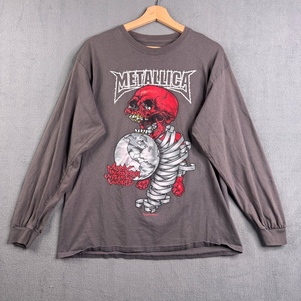 Metallica Pushead Madly In Anger With The World Long Sleeve Shirt Gray Mens L